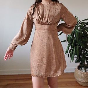 Brand New Nude Satin Backless Skater Dress